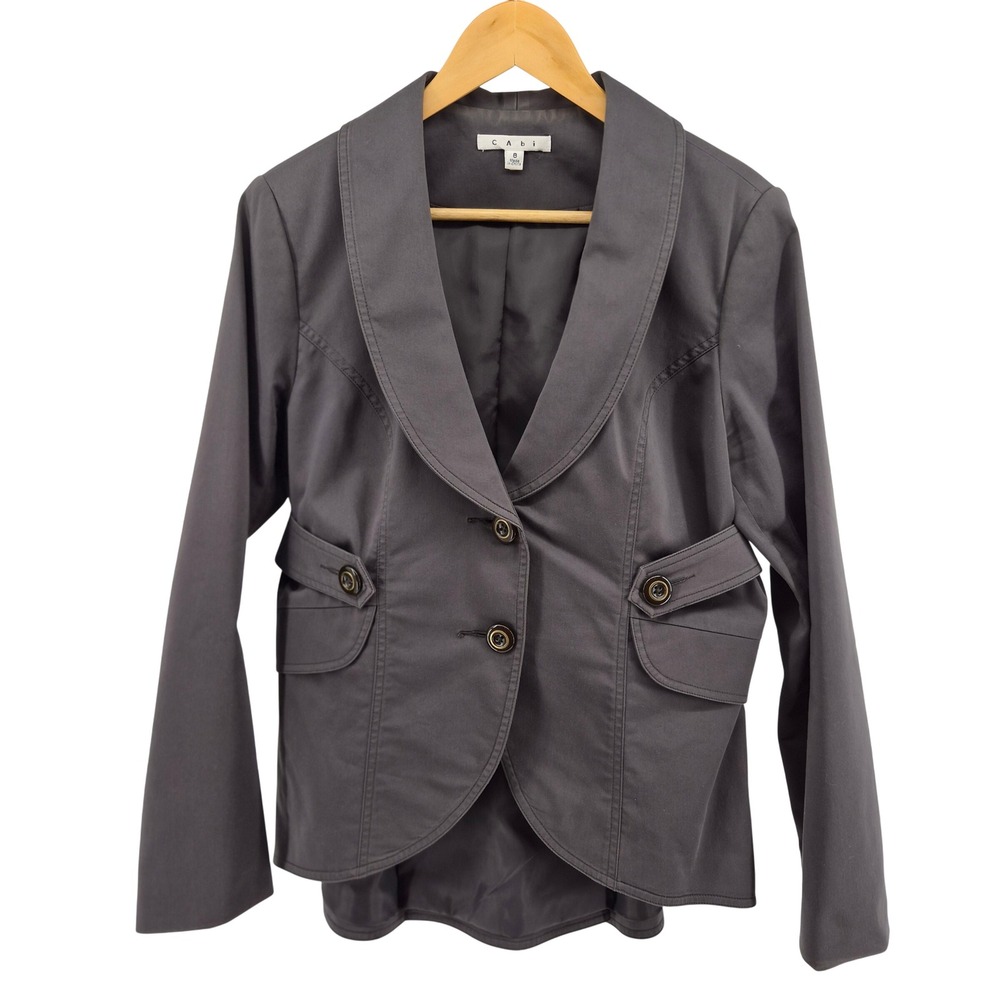 Cabi Womens Gray/Green Button Front Blazer Jacket Size 8 Career Work Business‎